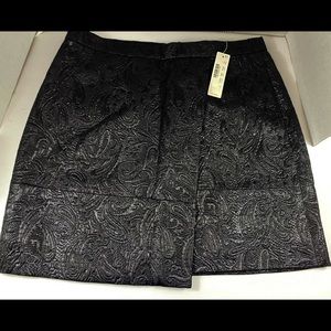 J. Crew Origami Skirt In Metallic Matelasse Black Size 2, New with tags